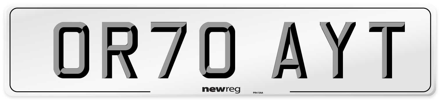OR70 AYT Number Plate from New Reg